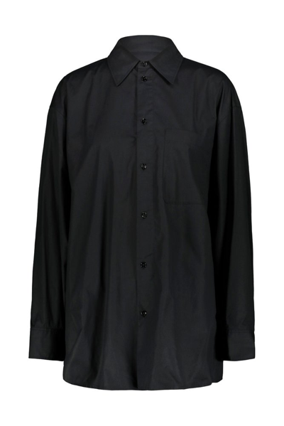 Shop Lemaire Collared Buttoned Shirt In Black