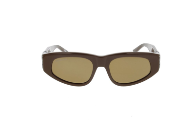 Shop Balenciaga Eyewear Rectangular Frame Sunglasses In Brown