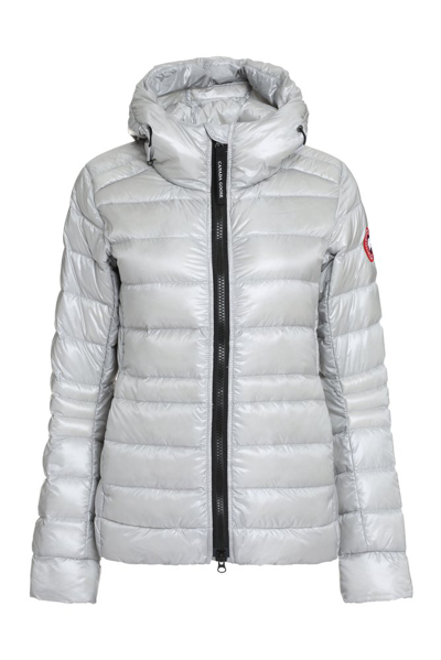 Shop Canada Goose Cypress Hooded Zipped Down Jacket In Silver