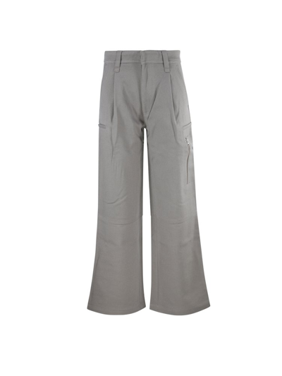Shop Ami Alexandre Mattiussi Ami Wide Leg Cargo Trousers In Grey