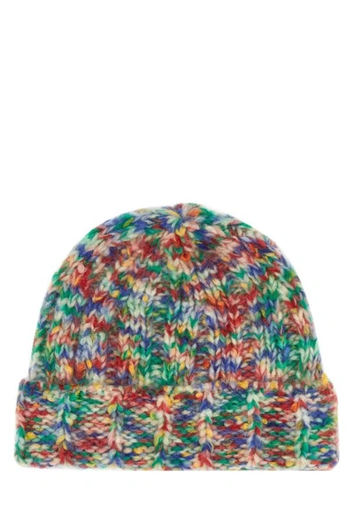 Shop Apc A.p.c. Woman Embroidered Wool Blend Beanie Hat In Multicolor