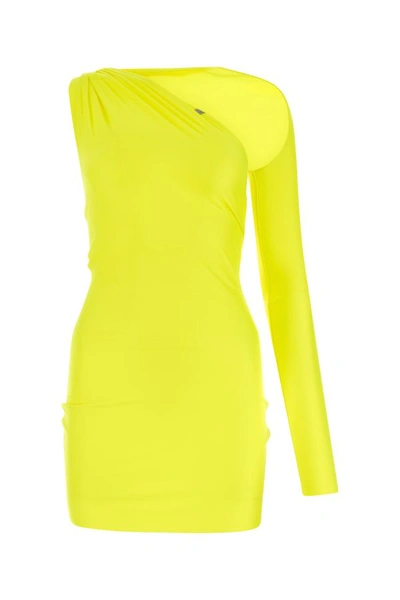 Shop Alyx Woman Fluo Yellow Satin Mini Skirt