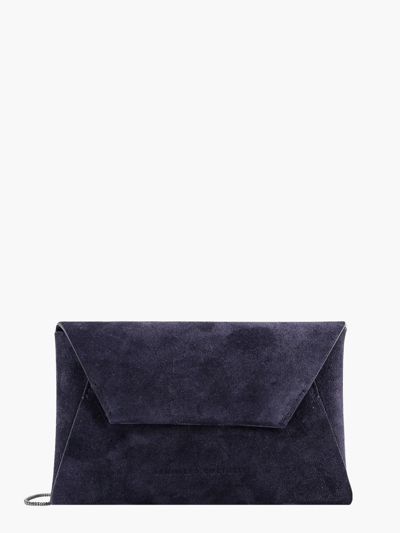Shop Brunello Cucinelli Woman Envelope Woman Blue Shoulder Bags