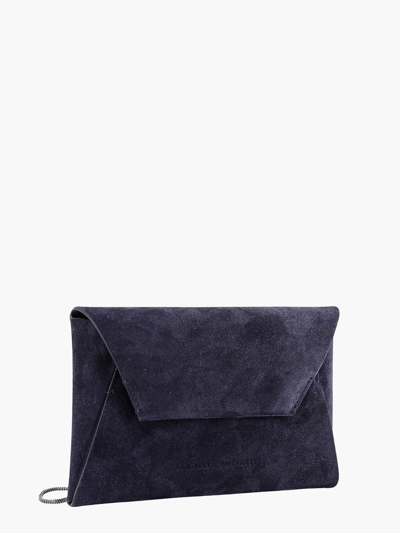 Shop Brunello Cucinelli Woman Envelope Woman Blue Shoulder Bags
