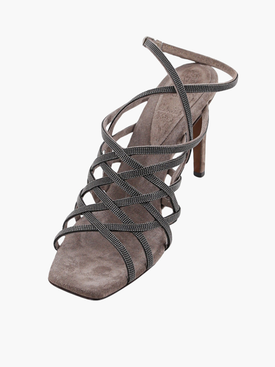 Shop Brunello Cucinelli Woman Sandals Woman Grey Sandals In Gray