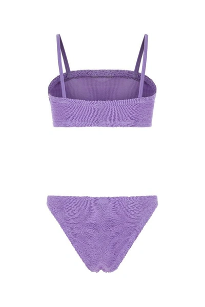 Shop Hunza G Woman Lilac Stretch Nylon Gigi Bikini In Purple