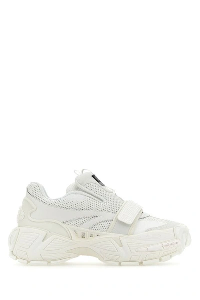 Shop Off-white Off White Woman White Leather And Mesh Glove Slip Ons