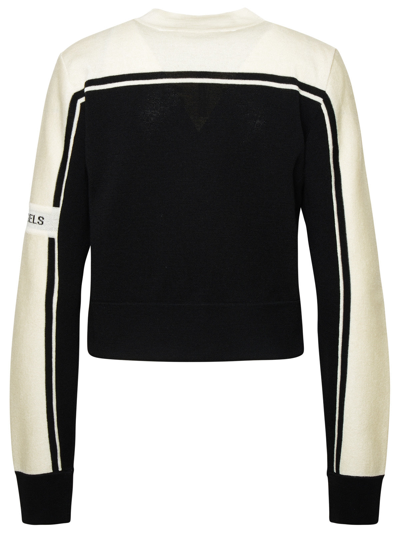 Shop Palm Angels Woman  Two-tone Wool Sweater In Black