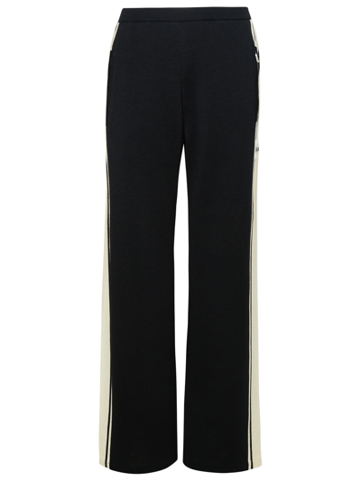 Shop Palm Angels Woman  Two-tone Wool Trousers In Black