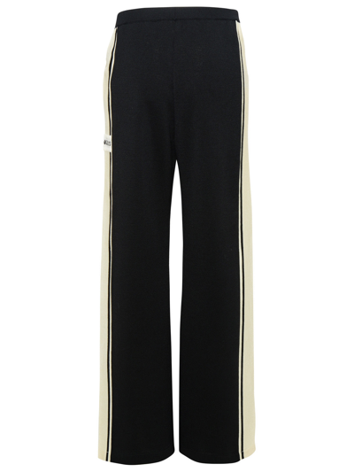 Shop Palm Angels Two-tone Wool Trousers Woman In Black