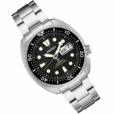 Pre-owned Seiko Prospex Men's Black Watch - Srpe03 King Turtle Automatic Black Dial