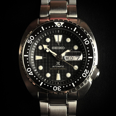 Pre-owned Seiko Prospex Men's Black Watch - Srpe03 King Turtle Automatic Black Dial