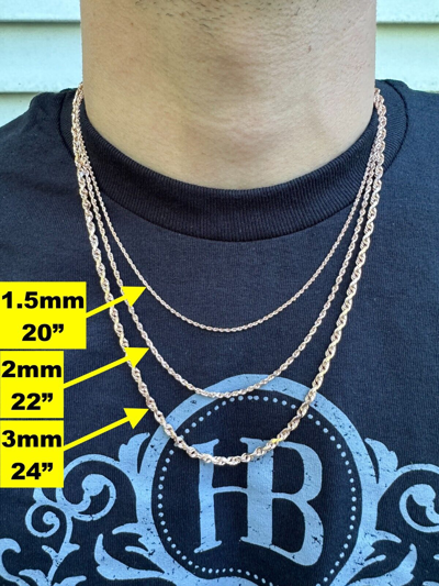 Pre-owned Harlembling Solid 14k Rose Gold Men's Women's Real Rope Chain Necklace 1.5mm-4mm In Pink