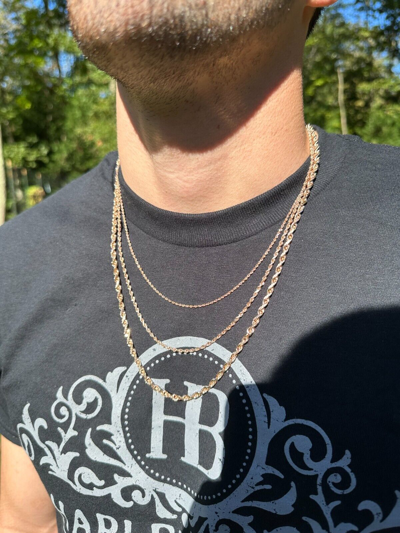 Pre-owned Harlembling Solid 14k Rose Gold Men's Women's Real Rope Chain Necklace 1.5mm-4mm In Pink