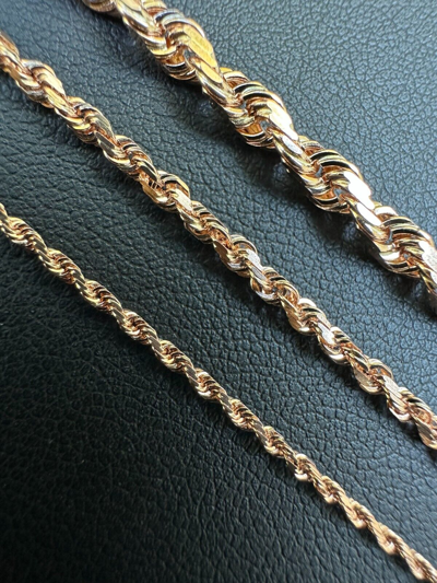 Pre-owned Harlembling Solid 14k Rose Gold Men's Women's Real Rope Chain Necklace 1.5mm-4mm In Pink
