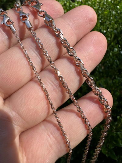 Pre-owned Harlembling Solid 14k Rose Gold Men's Women's Real Rope Chain Necklace 1.5mm-4mm In Pink