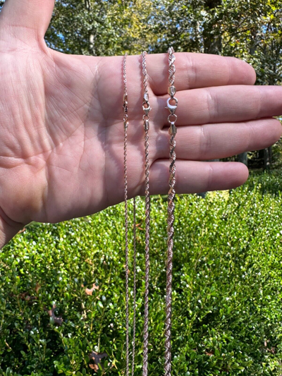 Pre-owned Harlembling Solid 14k Rose Gold Men's Women's Real Rope Chain Necklace 1.5mm-4mm In Pink