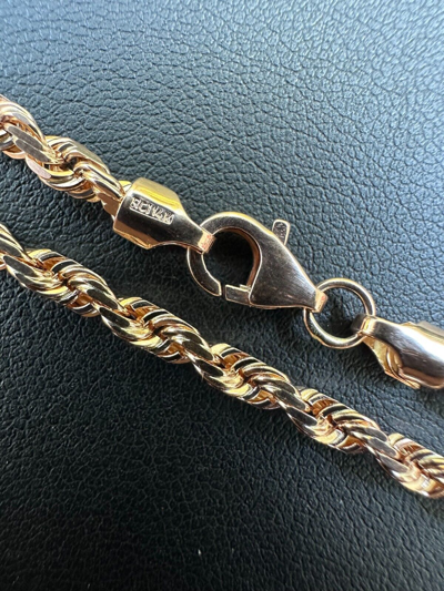 Pre-owned Harlembling Solid 14k Rose Gold Men's Women's Real Rope Chain Necklace 1.5mm-4mm In Pink