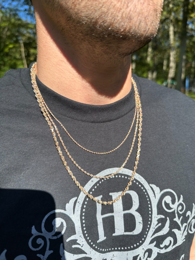 Pre-owned Harlembling Solid 14k Rose Gold Men's Women's Real Rope Chain Necklace 1.5mm-4mm In Pink