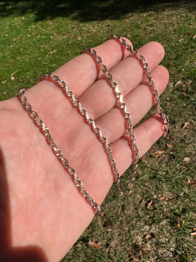 Pre-owned Harlembling Solid 14k Rose Gold Men's Women's Real Rope Chain Necklace 1.5mm-4mm In Pink