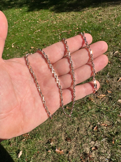 Pre-owned Harlembling Solid 14k Rose Gold Men's Women's Real Rope Chain Necklace 1.5mm-4mm In Pink