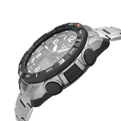 Pre-owned Casio Pro Trek Prt-b50t-7jf Climber Line Bluetooth Titanium Band Watch 50.8mm