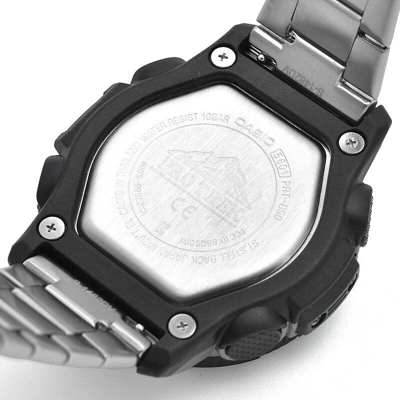 Pre-owned Casio Pro Trek Prt-b50t-7jf Climber Line Bluetooth Titanium Band Watch 50.8mm