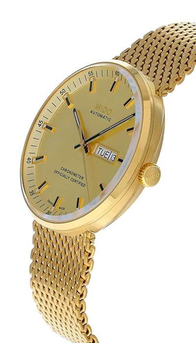 Pre-owned Mido Commander Icone 42mm Yellow Gold Dial Ss Men's Watch M031.631.33.021.00