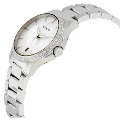 Pre-owned Gucci Ya126543 Women's G-timeless Mother Of Pearl Quartz Watch