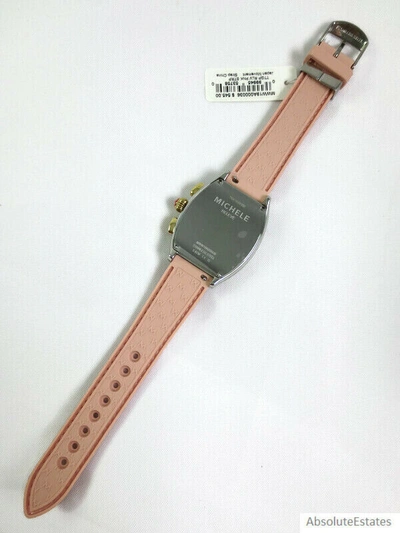 Pre-owned Michele Releve Two Tone Gold Silver Watch Pink Silicone Band Mww19a000036