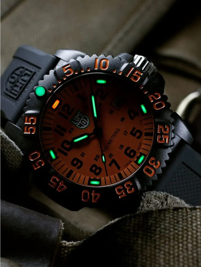 Pre-owned Luminox Sea Lion Orange Dial Men's Military Watch X2.2059.1