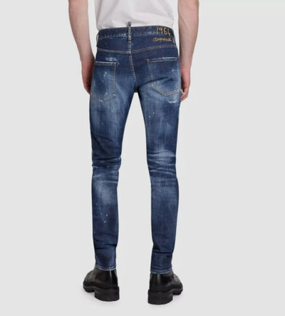 Pre-owned Dsquared2 $885  Men's Blue "cool Guy" Paint Splatter Mid-rise Jeans Pants Size 52