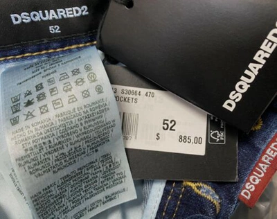 Pre-owned Dsquared2 $885  Men's Blue "cool Guy" Paint Splatter Mid-rise Jeans Pants Size 52