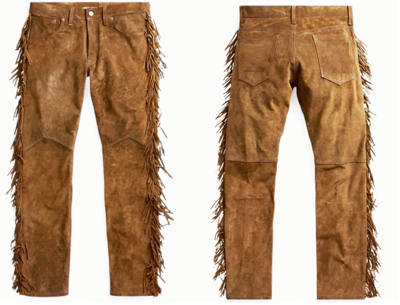 Pre-owned Handmade Mens Old Western Cowboy Brown Suede Leather Fringes Jacket & Pant Jp49