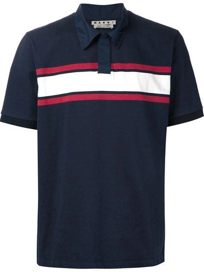 Marni Cotton Polo Shirt With Colorblock Stripe | ModeSens