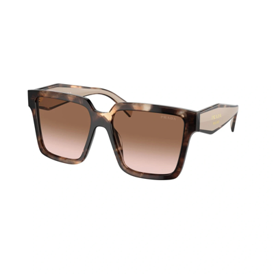 Pre-owned Prada Pr 24zs 07r0a6 Caramel Tortoise - Brown Gradient Sunglasses 56mm Authentic