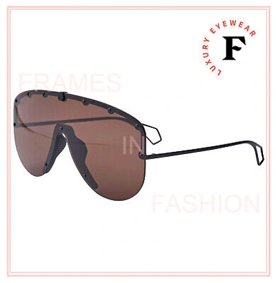 Pre-owned Gucci Star 0667 Black Stud Brown Mask Rimless Runway Sunglasses Gg0667s 003