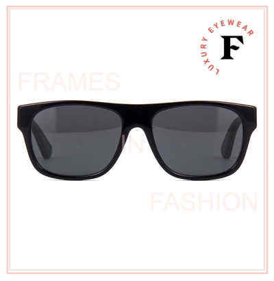 Pre-owned Gucci Sensual Romantic 0341 Black Green Stripe 001 Rectangle Sunglasses Gg0341s In Gray