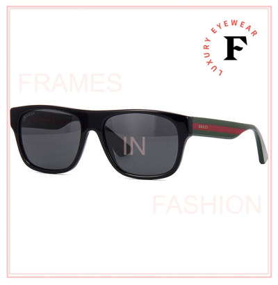 GUCCI Pre-owned Sensual Romantic 0341 Black Green Stripe 001 Rectangle Sunglasses Gg0341s In Gray