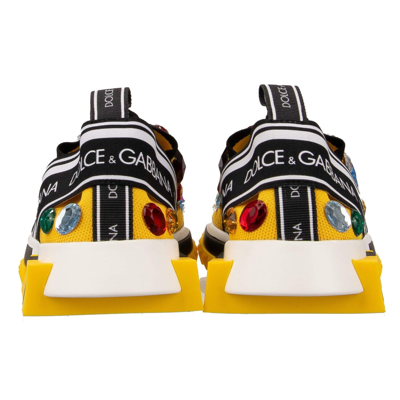 Pre-owned Dolce & Gabbana Crystal Logo Slip-on Sneaker Shoes Sorrento Yellow Black 13078