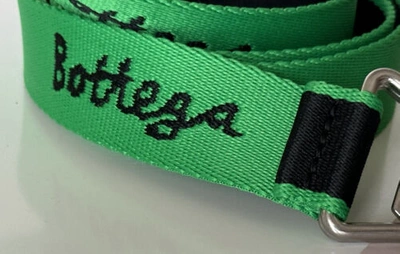 Pre-owned Bottega Veneta $490  Webb Logo Fabric /.;'loblack/green Belt One Size 702051