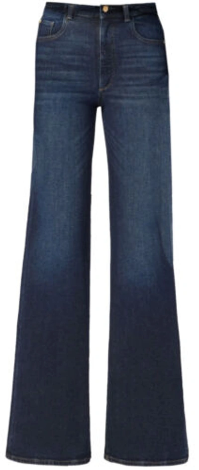 Pre-owned Dl1961 Women Hepburn Wide Leg High Rise Vintage 32' Mediterranean Denim Jeans In Blue