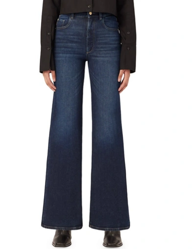 Pre-owned Dl1961 Women Hepburn Wide Leg High Rise Vintage 32' Mediterranean Denim Jeans In Blue