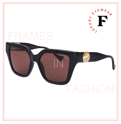 Pre-owned Gucci Aria 1023 Brown Black Gold Chain 005 Sunglasses Gg1023s Unisex Authentic