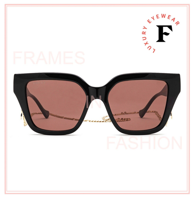 Pre-owned Gucci Aria 1023 Brown Black Gold Chain 005 Sunglasses Gg1023s Unisex Authentic
