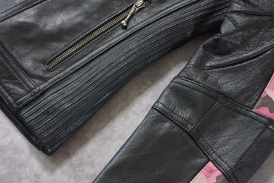 Pre-owned Harley-davidson Harley Davidson Women's Pink Camo Black Leather 3in1 Jacket Hoodie S 97058-11vw