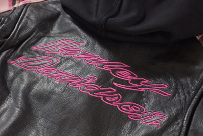 Pre-owned Harley-davidson Harley Davidson Women's Pink Camo Black Leather 3in1 Jacket Hoodie S 97058-11vw