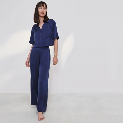 Shop Lunya Washable Silk High Rise Pant Set In Deep Blue