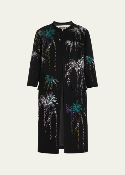 Shop Libertine Aladdin Sane Embellished Wool Duster Coat In Black