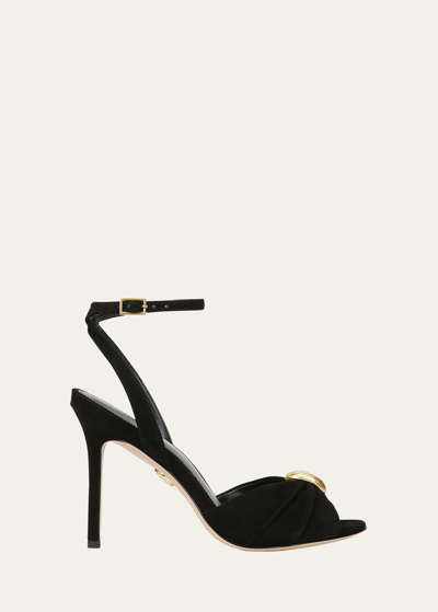 Shop Veronica Beard Genevieve Suede Ankle-strap Sandals In Black